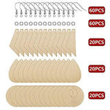 60pcs Unfinished Wooden Earrings Pendants Blank Pendants Jewelry Making Kit DIY