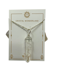 Clear Quartz Double Pointed Terminated Crystal Pendant Necklace Silver Healing