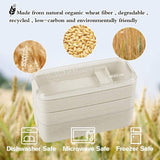 3 Layer Bento Lunch Box Eco-Friendly Leakproof 900ml Food Container Beige