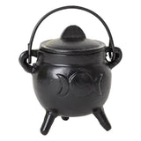 Cast Iron Cauldron Triple Moon Black Incense Burner 12x7x11cm