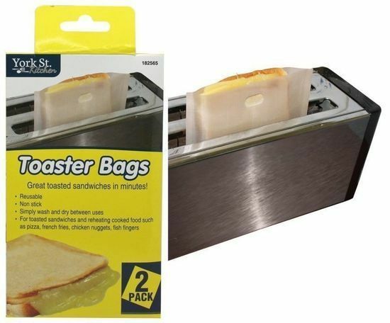 6x Toaster Bag Reusable Toaster Sandwich Bags Baking Pouch Toasty Toastie Pockets 16x16cm