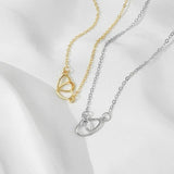 Double Heart Pendant Necklace Gift Valentines Day Love - Silver