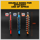 3Pc Double-Side Sockets Holder Tool Organizer Rails WorkShop Rack 1/4" 3/8" 1/2”