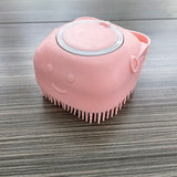 2x Pet Massage Bath Brush For Dog Cat Shampoo Dispenser Silicone Scrubber Assort