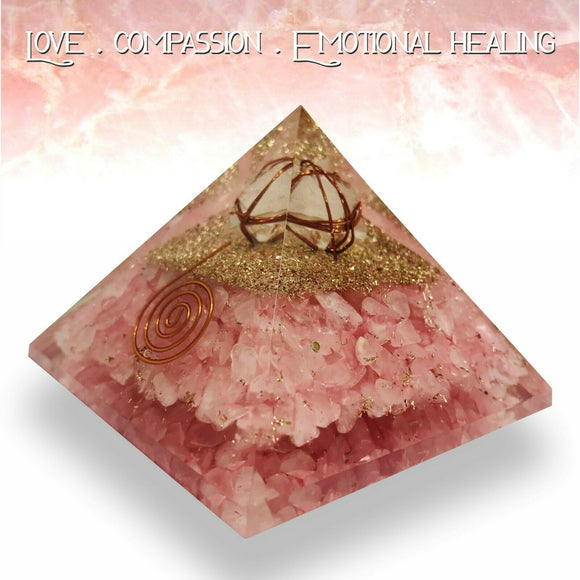 Merkabah Orgonite Pyramid Clear Quartz Chakra Rose Quartz Healing Crystal