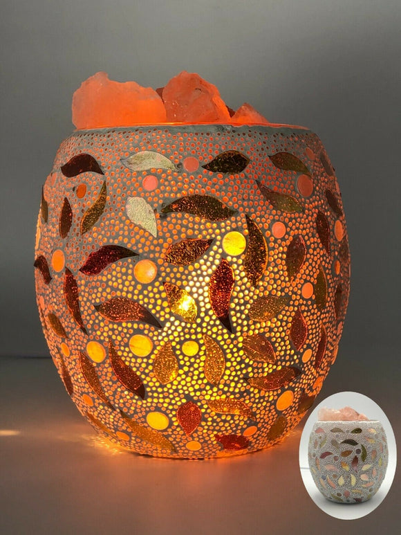 Gold Leaf Glass Mosaic Vase Bowl HIMALAYAN CRYSTAL SALT LAMP Natural Rock