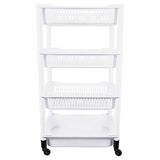4 Tier Storage Cart Multi-Purpose Portable Lightweight Organizer - White 82cm