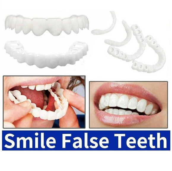 Snap On Bottom &Upper Lower False Teeth Dental Veneers Dentures Fake Tooth Smile