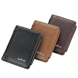 Mens Leather Wallet RFID Blocking Purse Credit Card Holder Coin Zipper -Brown