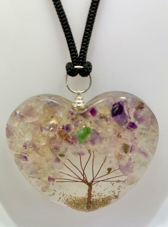 Fluorite Tree of Life Orgonite Orgone Crystal Pendant Energy Healing Protection