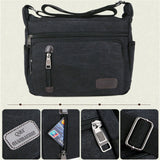 Retro Men's Canvas Shoulder Messenger Bag Crossbody Satchel Travel Bags Black