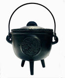 1x Cast Iron Cauldron Tree Of Life Incense Burner Smudge Herbs with Lid - Black Matt