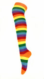 Over The Knee High Socks Striped Girls Women Cheerleader Stripe - Rainbow 2