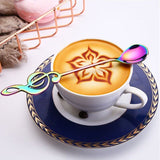 1x Musical Note Shaped Teaspoon Stainless Steel Coffee Milk Teaspoon - Rainbow