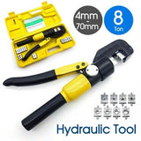 8 Ton Hydraulic Crimper Cable Lugs Wire Force Crimping Tool Kit 4mm-70mm Pliers