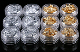 12 Pcs Gold & Silver Foil Flakes Leaf Wrap Nail Art Acrylic Gel Polish Nail Tool