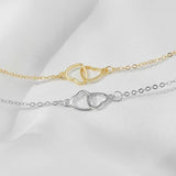 Double Heart Pendant Necklace Gift Valentines Day Love - Silver