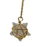 Clear Quartz Rough Star Shape Pendant Necklace Gold Healing Crystal