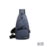 Shoulder Backpack Chest Bag Man Sling Cross Body Satchel Mens Purse Travel Blue