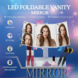 LED Foldable Vanity Mirror Multiple Magnifications White Design Rotatable