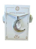 Rose Quartz Crescent Hanging Moon Pendant Energy Beauty Meditation