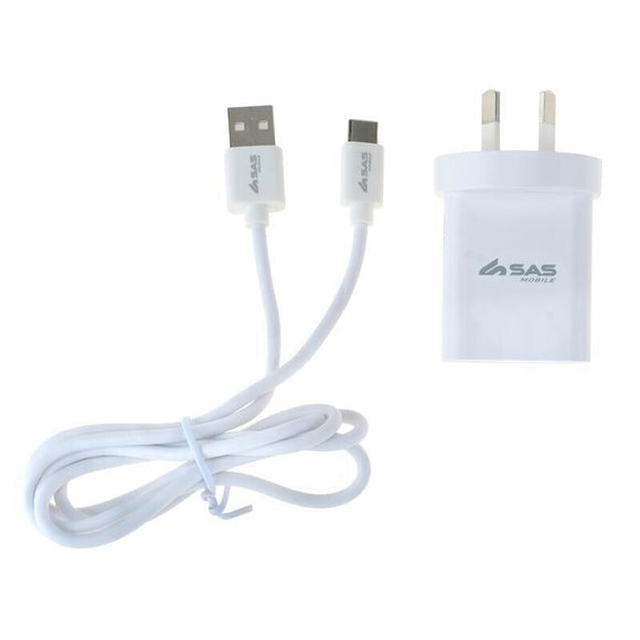 Wall Charger USB-C to USB-A Cable Charge and Data Sync Android iOS -1m Length
