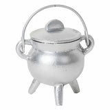 Wicca Pagan Cauldron Aluminium Silver Incense Burner With Handle Lid