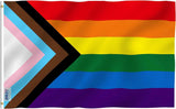 Large Progress Pride Rainbow Flag Heavy Duty Polyester - 90 X 150 CM  3ft x 5ft