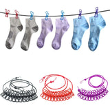 2pcs 12 Clips Camping Rope Peg Washing Clothes Line Travel clothesline Blue