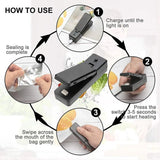 Portable Mini Heat Sealing Machine USB Rechargeable Sealer Plastic Bag - Black
