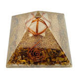 Tiger Eye Merkabah Orgonite Pyramid Clear Quartz Chakra Healing Crystal