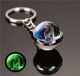1x Keychain Constellation Keyring Luminous Glass Ball Pendant - Capricorn