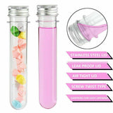 50x Plastic Lab Test Tubes Metal Cap Screw Lid Round Bottom Wedding Party 45ml