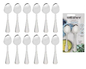 Set 12pcs Teaspoon Wiltshire Baguette Cutlery Spoon Stainless Steel Kitchen