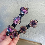 4pcs Sparkling Crystal StoneHairpinBraided Hair Clips Double Bang Braided