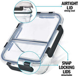 3x Meal Prep Glass 2 Compartment Food Storage Container Lunch Box Pot