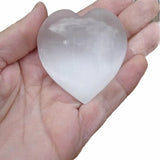 Selenite Puffy Heart Powerful Healing Gemstone Crystal Palm Stone 8cm