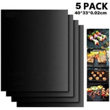 5Pcs Reusable BBQ Grill Mat Bake Sheet Resistant Teflon Meat Barbecue Non-Stick