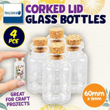8x Corked Lid Glass Bottles Decoration Craft Wedding Projects 60 x 26mm