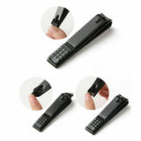 3Pcs Manicure Nail Cutter Stainless Steel Nail Clipper Toenail Trimm Black Set
