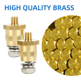 1 pair M8 Battery Terminal Connector Brass Tone Post Adapter w/ Stainless Screws