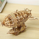 3D Wooden Puzzle Airship Three-dimensional Handmade DIY Wooden Gits Decor