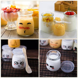 12x Glass Pudding Jars Glass Jars for Yogurt Milk Parfait with Lid Caps - 200ml