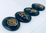 4PC Stones Heiki Master Symbols Set Black Onix With One Pouch Bag