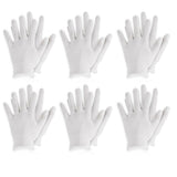 3 Pairs Cotton Elastic Work White Gloves Dry Hand Jewelry Inspection S/M