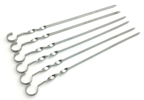 Barbecue Skewer Kebab Stick Flat Pointed BBQ Stainless Steel 60cm 6 pack Set