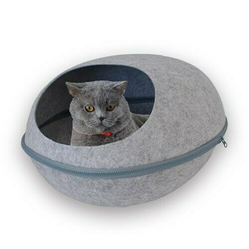 Paws & Claws 48x38cm Cat Cave Bed With Washable Pets Cushion Large Grey