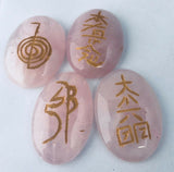 Rose Quartz 4 Stones Heiki Master Symbols Set w/ Pouch Bag