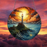 Lighthouse Suncatcher Acrylic Window Colorful Hanging Home Decor 15cm- Style 03