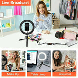 Studio Tabletop Selfie Ring Light w/ Phone Holder Tripod Stand LED 20cm Black